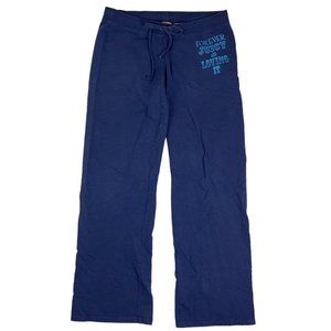 Y2K 2000s Juicy Couture Sweatpants Jersey Cotton Blue Straight Flare Sz Large
